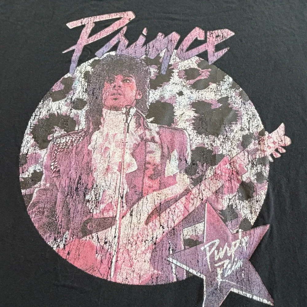 Cotton On Prince Purple Rain Graphic Tee Small Black Mens Band Rock Music Shirt